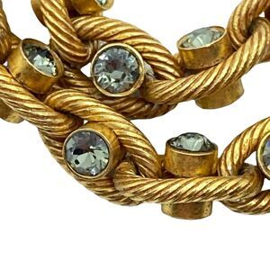 Rope Chain Bracelet Womens Gold Tone Crystal Spring Ring Clasp Twisted Thick
